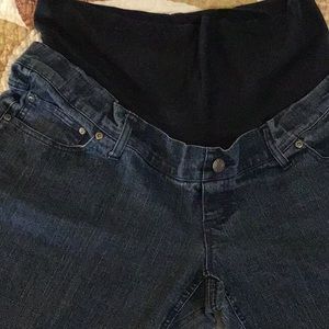 Maternity jeans, dark blue, XL, great shape, waist cinch adjuster